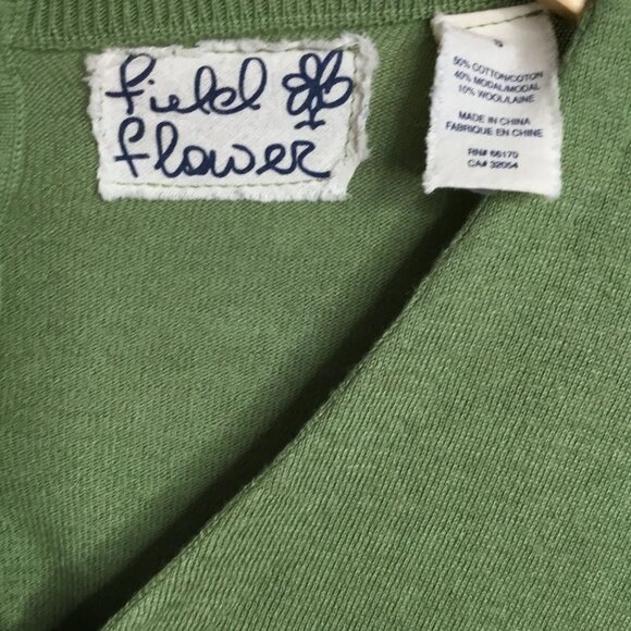 VTG Anthropologie Field Flower Olive Dolman Knit Sweater S Minimalist Lagenlook - Picture 3 of 4